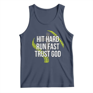 Hit Hard Run Fast Trust God Christian Softball Tank Top TS11 Navy Print Your Wear
