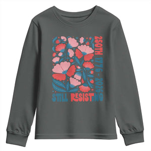 Floral 250th Still Resisting 4th of July 1776 2026 Youth Sweatshirt TS11 Dark Heather Print Your Wear