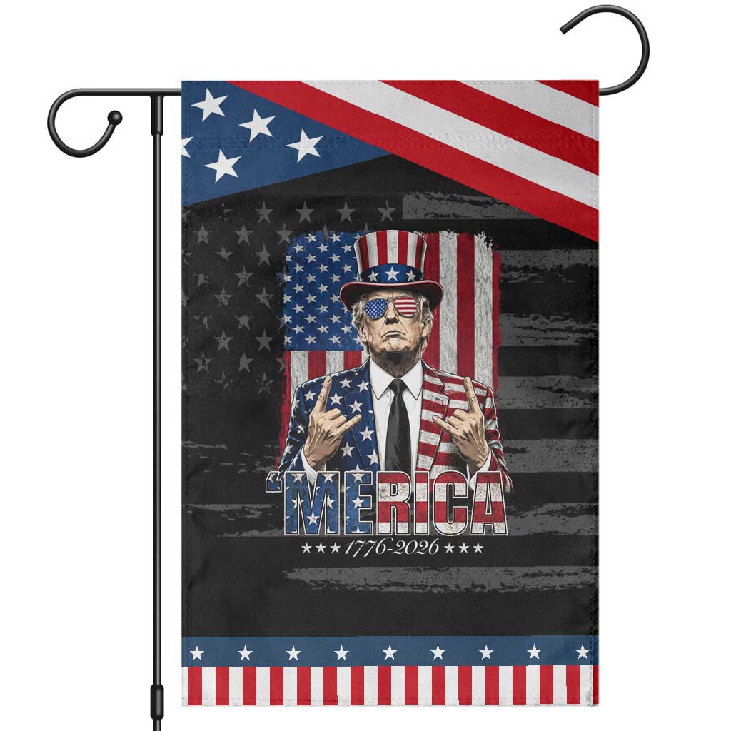 The Nations Leader US 250th Anniversary Patriotic Garden Flag Funny 4th of July 1776 2026 TS11 Distressed Black Blue Print Your Wear