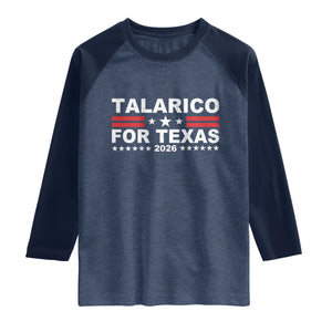 Talarico For Texas US Senate 2026 Raglan Shirt James Talarico Support TS11 Heather Denim Navy Print Your Wear