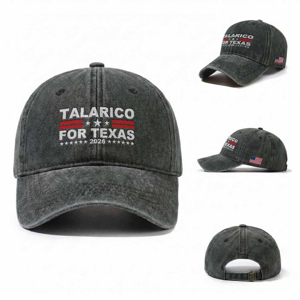 Talarico For Texas US Senate 2026 Washed Cotton Baseball Cap James Talarico Support TS11 Washed Cap Universal Fit Dark Green Print Your Wear