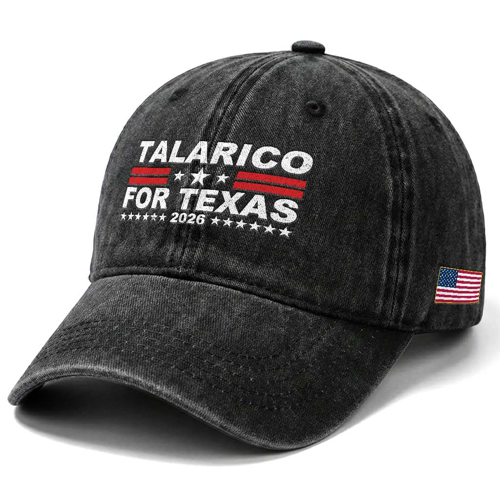 Talarico For Texas US Senate 2026 Washed Cotton Baseball Cap James Talarico Support TS11 Print Your Wear