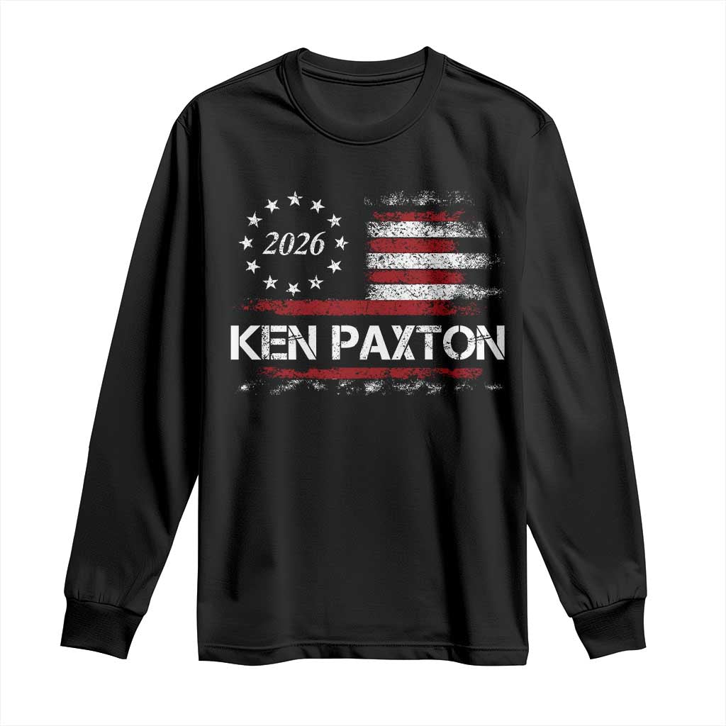 Ken Paxton for Texas Senate Long Sleeve Shirt US Senator Campaign Vintage American Flag TS11 Black Print Your Wear