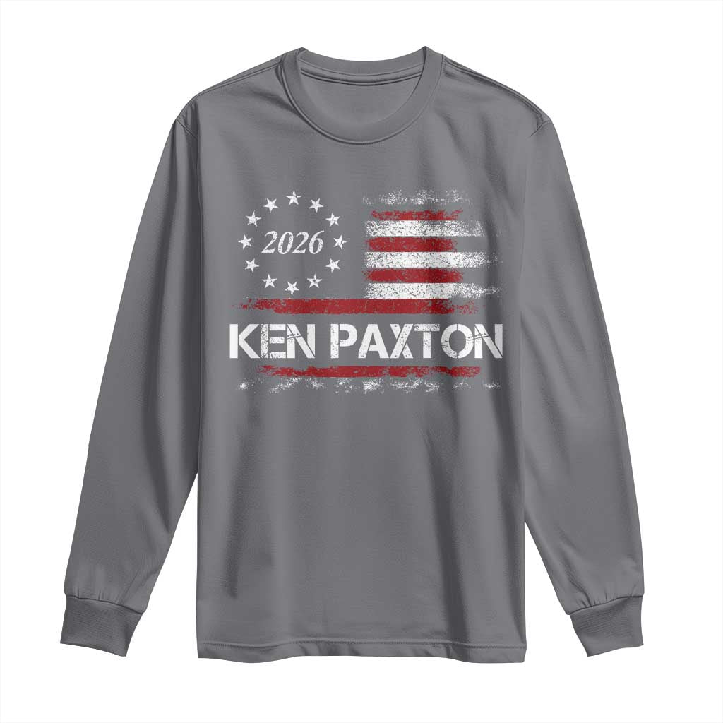 Ken Paxton for Texas Senate Long Sleeve Shirt US Senator Campaign Vintage American Flag TS11 Charcoal Print Your Wear