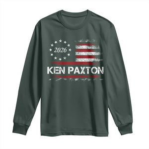Ken Paxton for Texas Senate Long Sleeve Shirt US Senator Campaign Vintage American Flag TS11 Dark Forest Green Print Your Wear