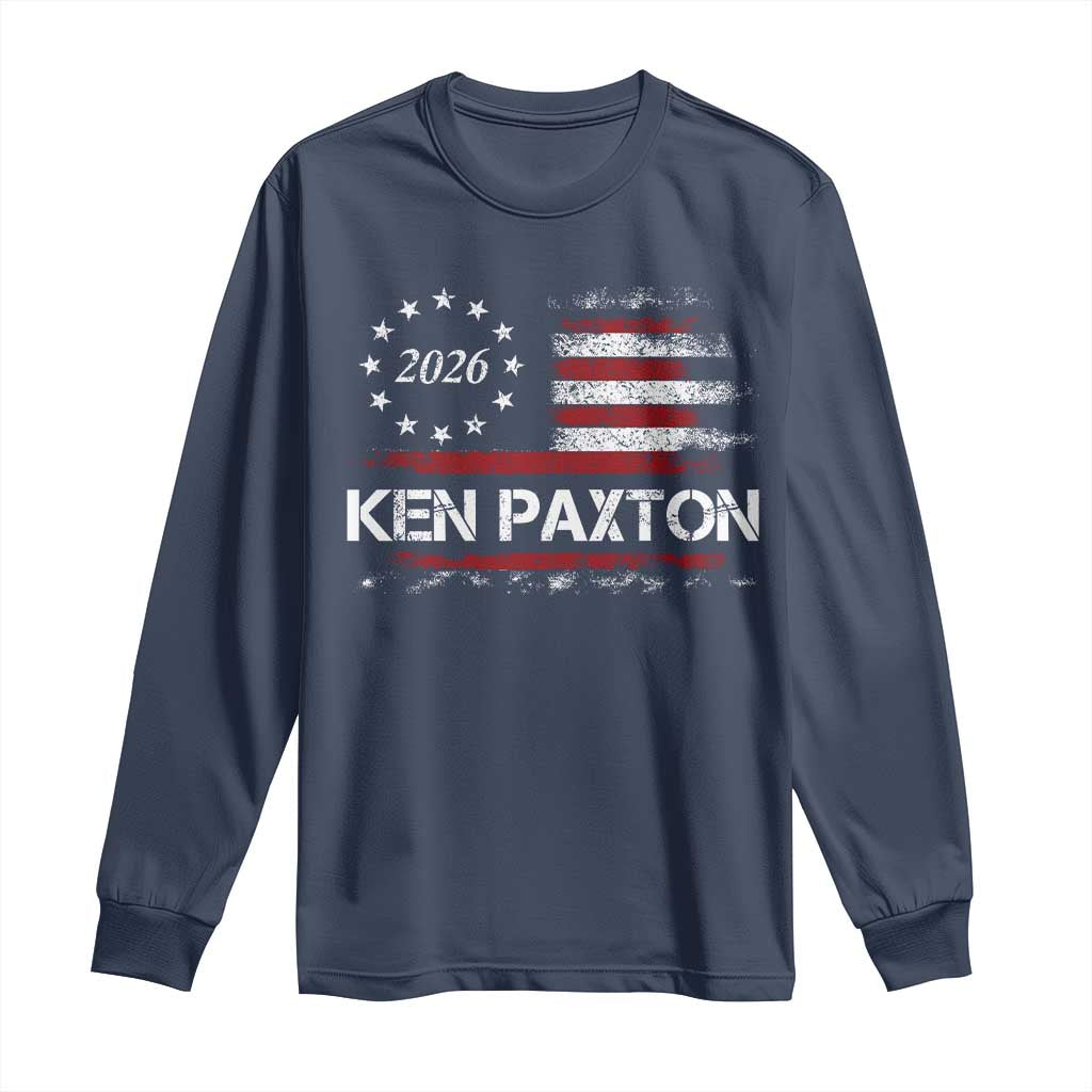 Ken Paxton for Texas Senate Long Sleeve Shirt US Senator Campaign Vintage American Flag TS11 Navy Print Your Wear