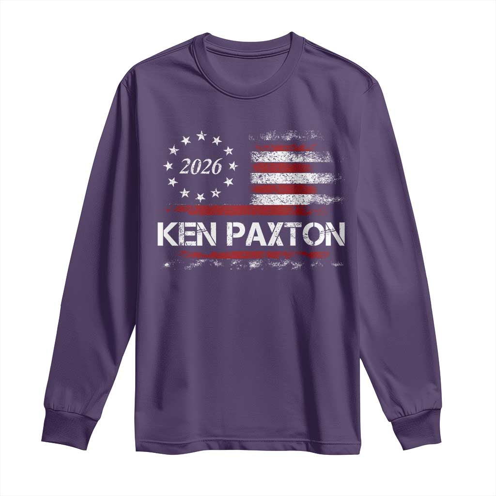 Ken Paxton for Texas Senate Long Sleeve Shirt US Senator Campaign Vintage American Flag TS11 Purple Print Your Wear