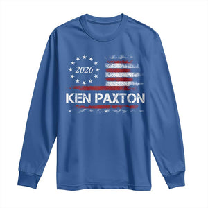 Ken Paxton for Texas Senate Long Sleeve Shirt US Senator Campaign Vintage American Flag TS11 Royal Blue Print Your Wear