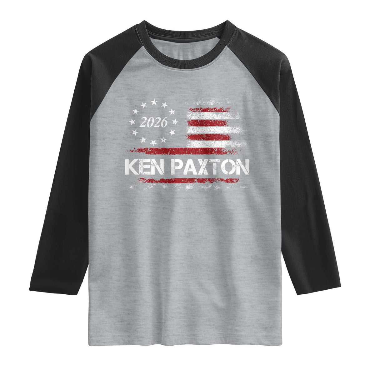 Ken Paxton for Texas Senate Raglan Shirt US Senator Campaign Vintage American Flag TS11 Heather Gray Black Print Your Wear
