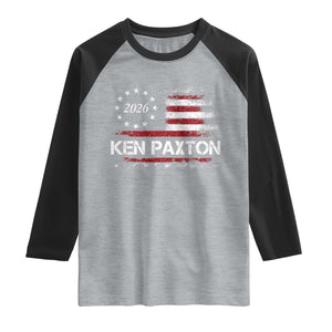 Ken Paxton for Texas Senate Raglan Shirt US Senator Campaign Vintage American Flag TS11 Heather Gray Black Print Your Wear