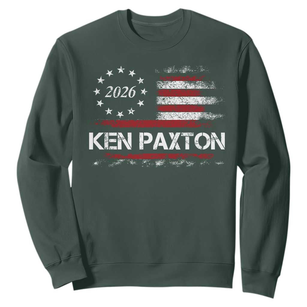 Ken Paxton for Texas Senate Sweatshirt US Senator Campaign Vintage American Flag TS11 Dark Forest Green Print Your Wear
