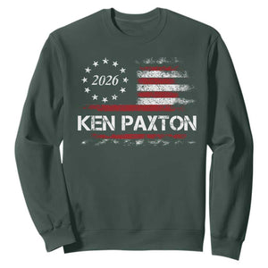 Ken Paxton for Texas Senate Sweatshirt US Senator Campaign Vintage American Flag TS11 Dark Forest Green Print Your Wear