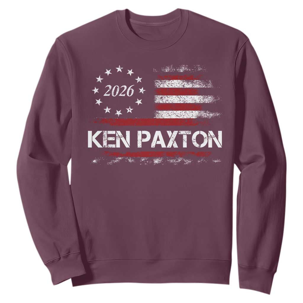 Ken Paxton for Texas Senate Sweatshirt US Senator Campaign Vintage American Flag TS11 Maroon Print Your Wear