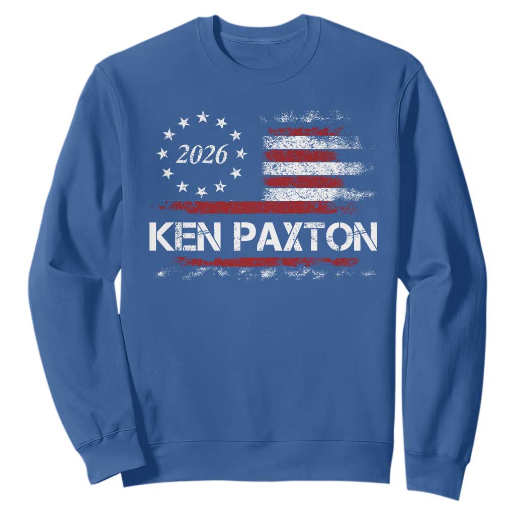 Ken Paxton for Texas Senate Sweatshirt US Senator Campaign Vintage American Flag TS11 Royal Blue Print Your Wear