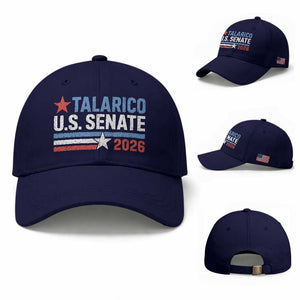 James Talarico US Senate 2026 Baseball Cap Texas Senate Race Stars and Stripes TS11 Baseball Cap Universal Fit Dark Blue Print Your Wear