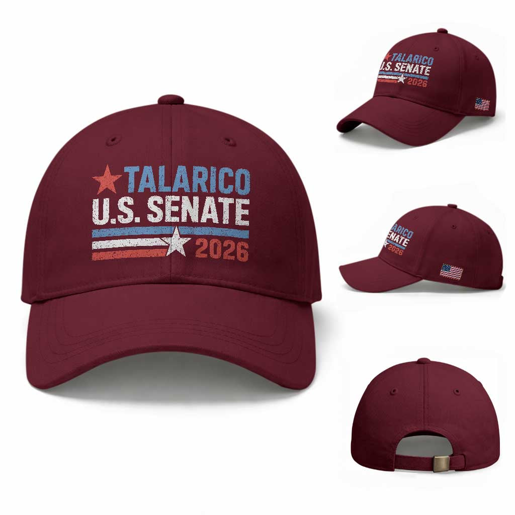 James Talarico US Senate 2026 Baseball Cap Texas Senate Race Stars and Stripes TS11 Baseball Cap Universal Fit Maroon Print Your Wear