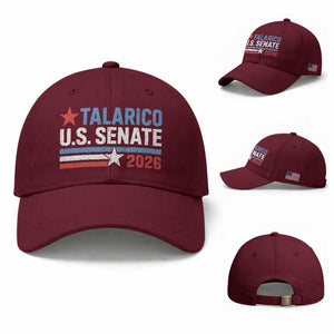 James Talarico US Senate 2026 Baseball Cap Texas Senate Race Stars and Stripes TS11 Baseball Cap Universal Fit Maroon Print Your Wear