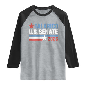 James Talarico US Senate 2026 Raglan Shirt Texas Senate Race Stars and Stripes TS11 Heather Gray Black Print Your Wear