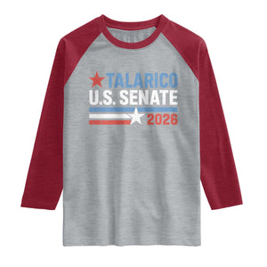 James Talarico US Senate 2026 Raglan Shirt Texas Senate Race Stars and Stripes TS11 Heather Gray Heather Red Print Your Wear