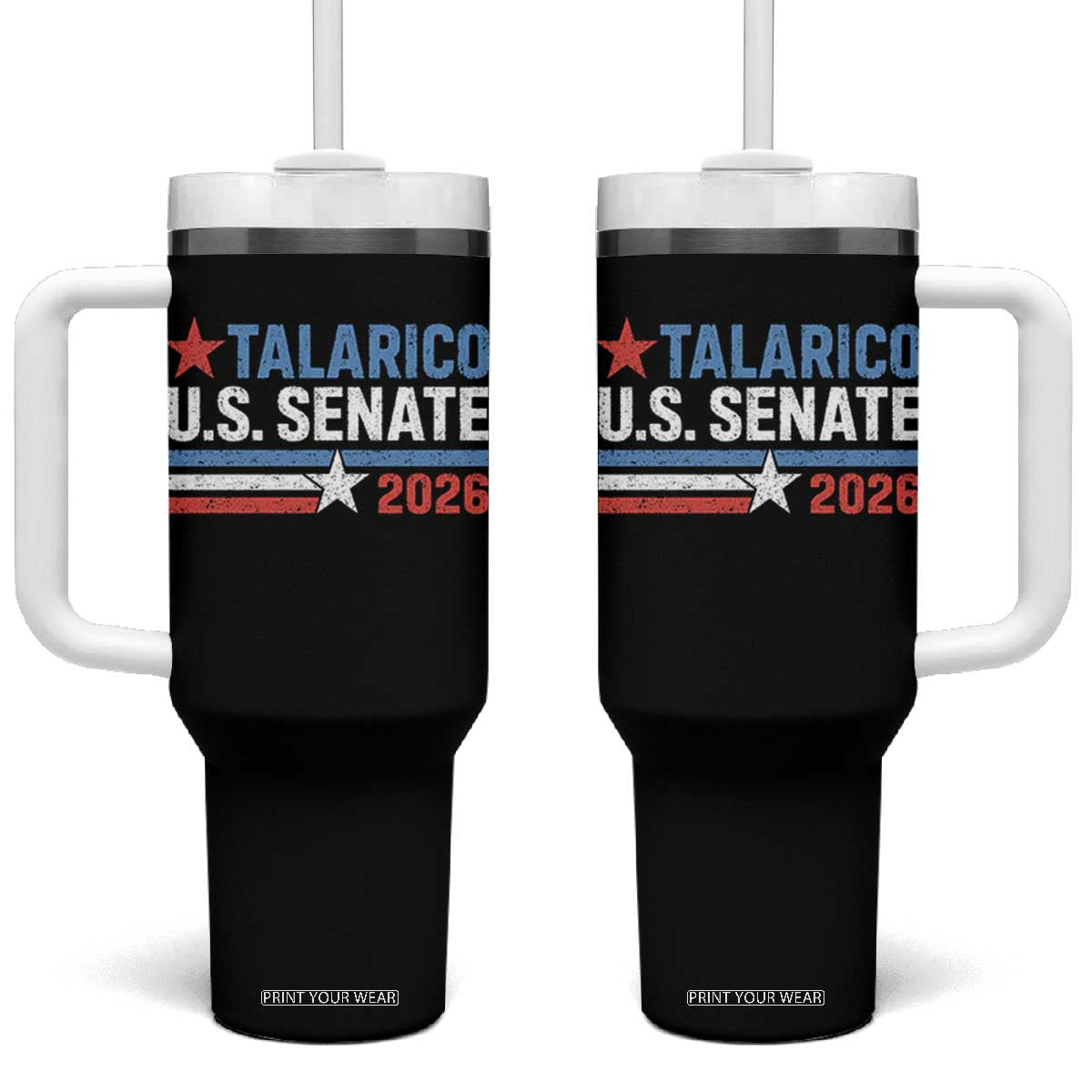 James Talarico US Senate 2026 Tumbler With Handle Texas Senate Race Stars and Stripes TS11 One Size: 40 oz Black Print Your Wear