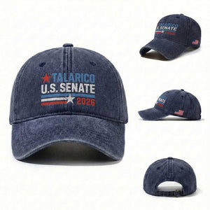 James Talarico US Senate 2026 Washed Cotton Baseball Cap Texas Senate Race Stars and Stripes TS11 Washed Cap Universal Fit Navy Print Your Wear