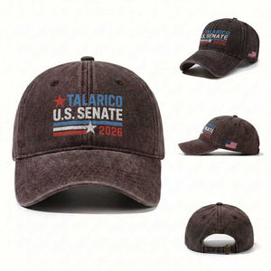 James Talarico US Senate 2026 Washed Cotton Baseball Cap Texas Senate Race Stars and Stripes TS11 Washed Cap Universal Fit Dark Brown Print Your Wear