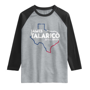 James Talarico for US Senate Raglan Shirt Texas Senate Race 2026 TS11 Heather Gray Black Print Your Wear