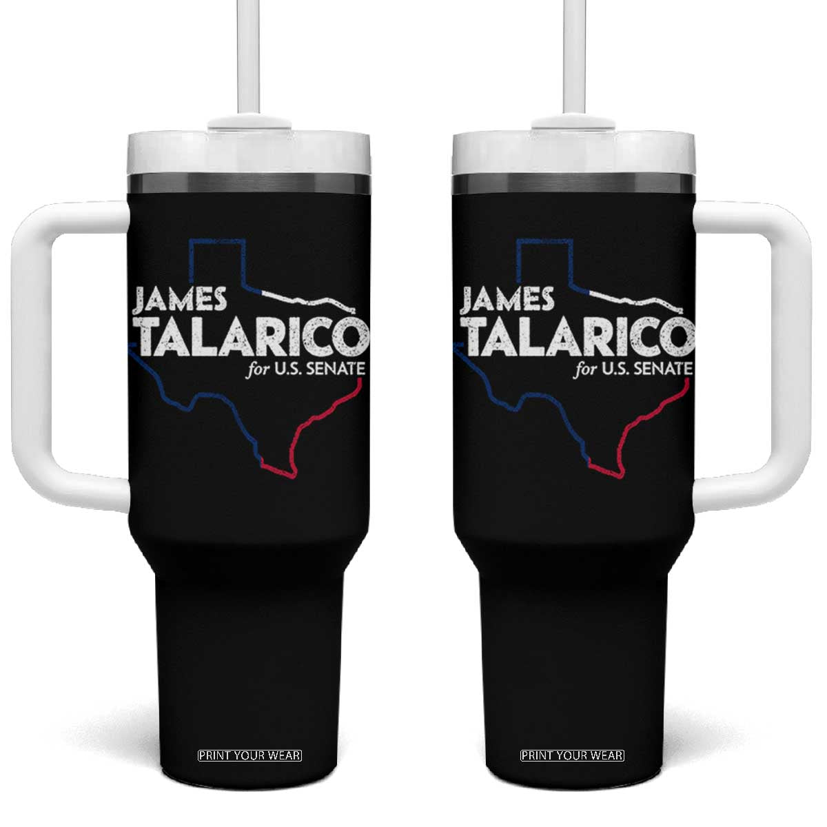 James Talarico for US Senate Tumbler With Handle Texas Senate Race 2026 TS11 One Size: 40 oz Black Print Your Wear