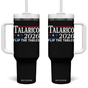 James Talarico 2026 Flip The Tables Tumbler With Handle Texas Senate TS11 One Size: 40 oz Black Print Your Wear