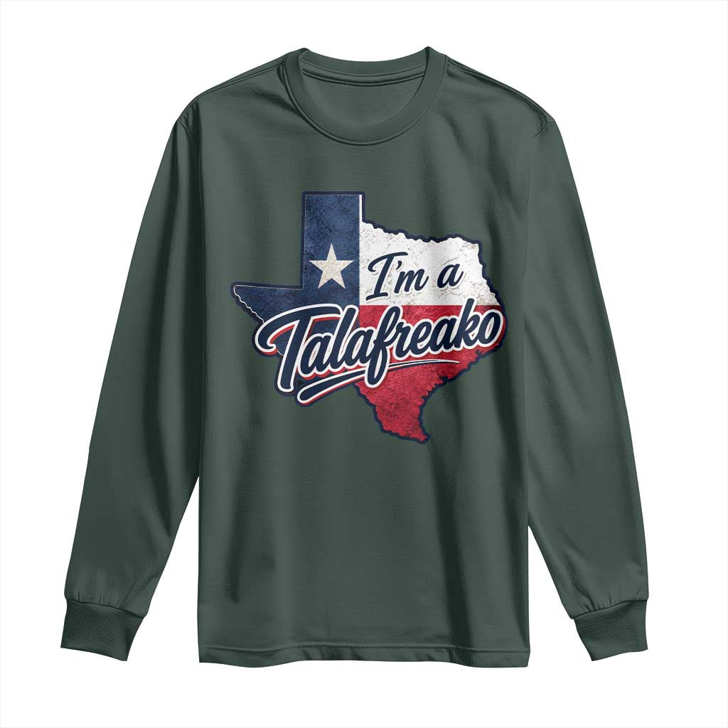I Am A Talafreako James Talarico Long Sleeve Shirt US Senate Vintage Texas Map TS11 Dark Forest Green Print Your Wear