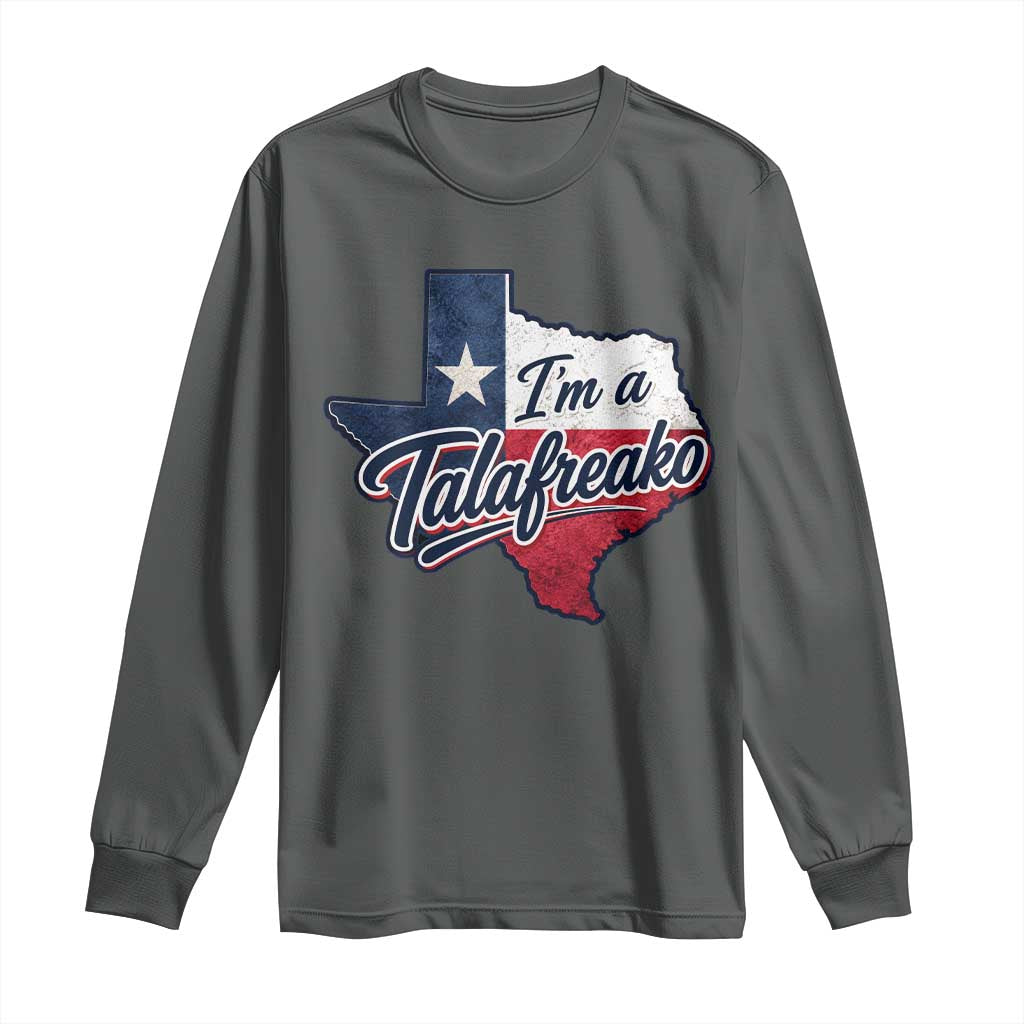 I Am A Talafreako James Talarico Long Sleeve Shirt US Senate Vintage Texas Map TS11 Dark Heather Print Your Wear