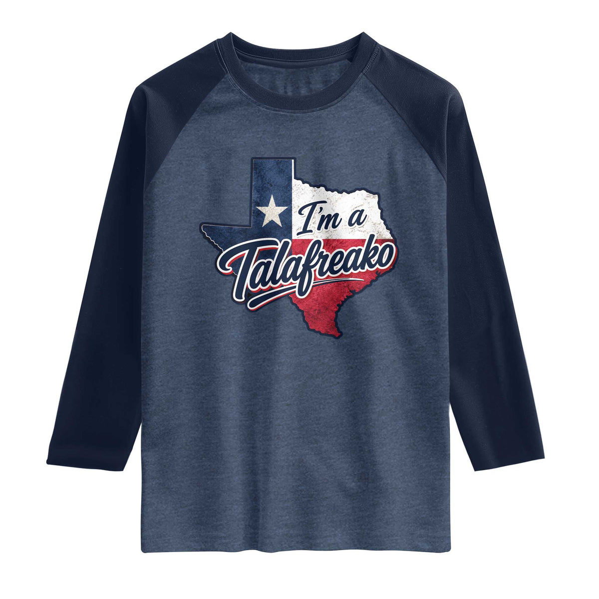 I Am A Talafreako James Talarico Raglan Shirt US Senate Vintage Texas Map TS11 Heather Denim Navy Print Your Wear