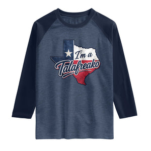 I Am A Talafreako James Talarico Raglan Shirt US Senate Vintage Texas Map TS11 Heather Denim Navy Print Your Wear