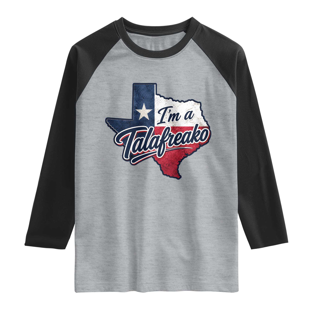 I Am A Talafreako James Talarico Raglan Shirt US Senate Vintage Texas Map TS11 Heather Gray Black Print Your Wear