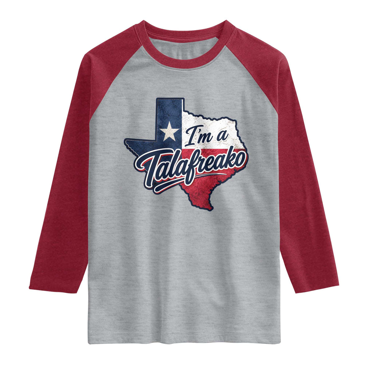 I Am A Talafreako James Talarico Raglan Shirt US Senate Vintage Texas Map TS11 Heather Gray Heather Red Print Your Wear