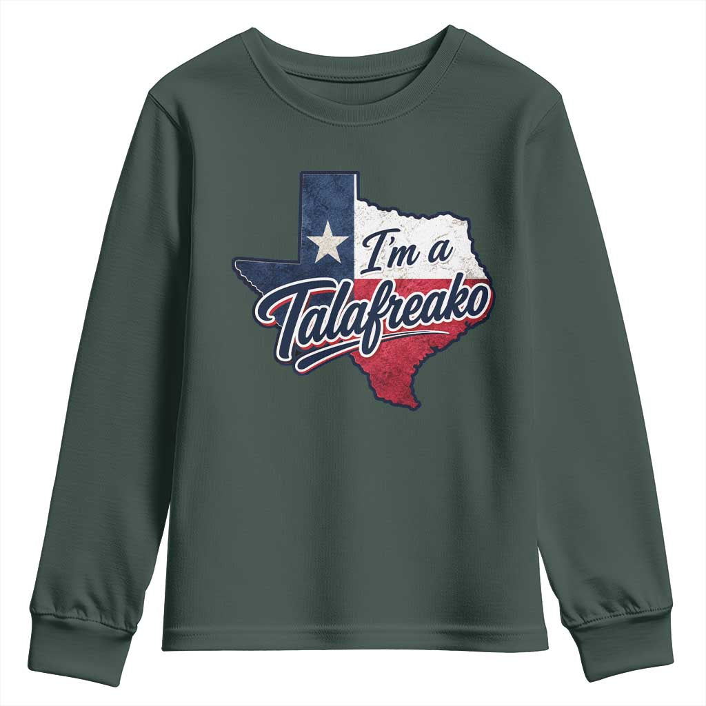 I Am A Talafreako James Talarico Youth Sweatshirt US Senate Vintage Texas Map TS11 Dark Forest Green Print Your Wear