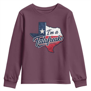 I Am A Talafreako James Talarico Youth Sweatshirt US Senate Vintage Texas Map TS11 Maroon Print Your Wear