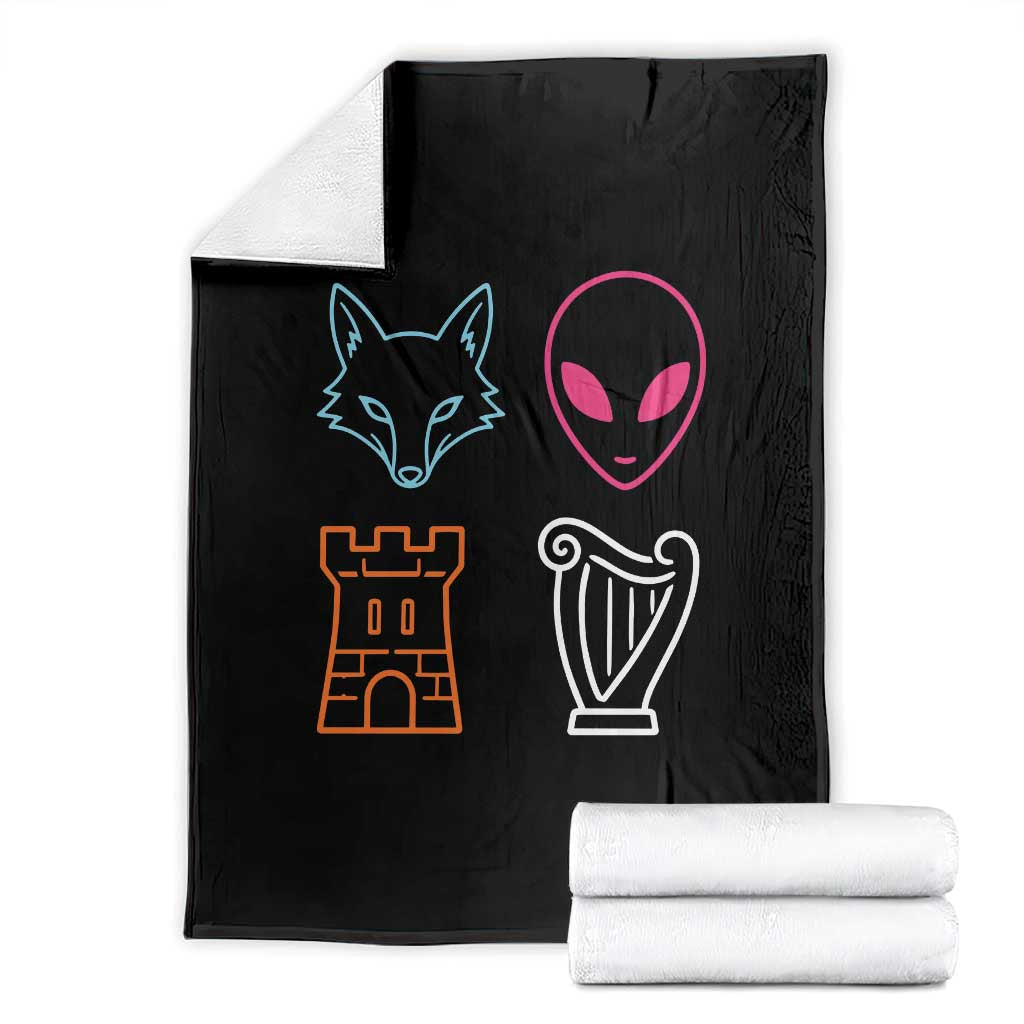 Fox Alien Castle Harp Retro Throw Blanket San Antonio Texas Sports TS11 Black Print Your Wear