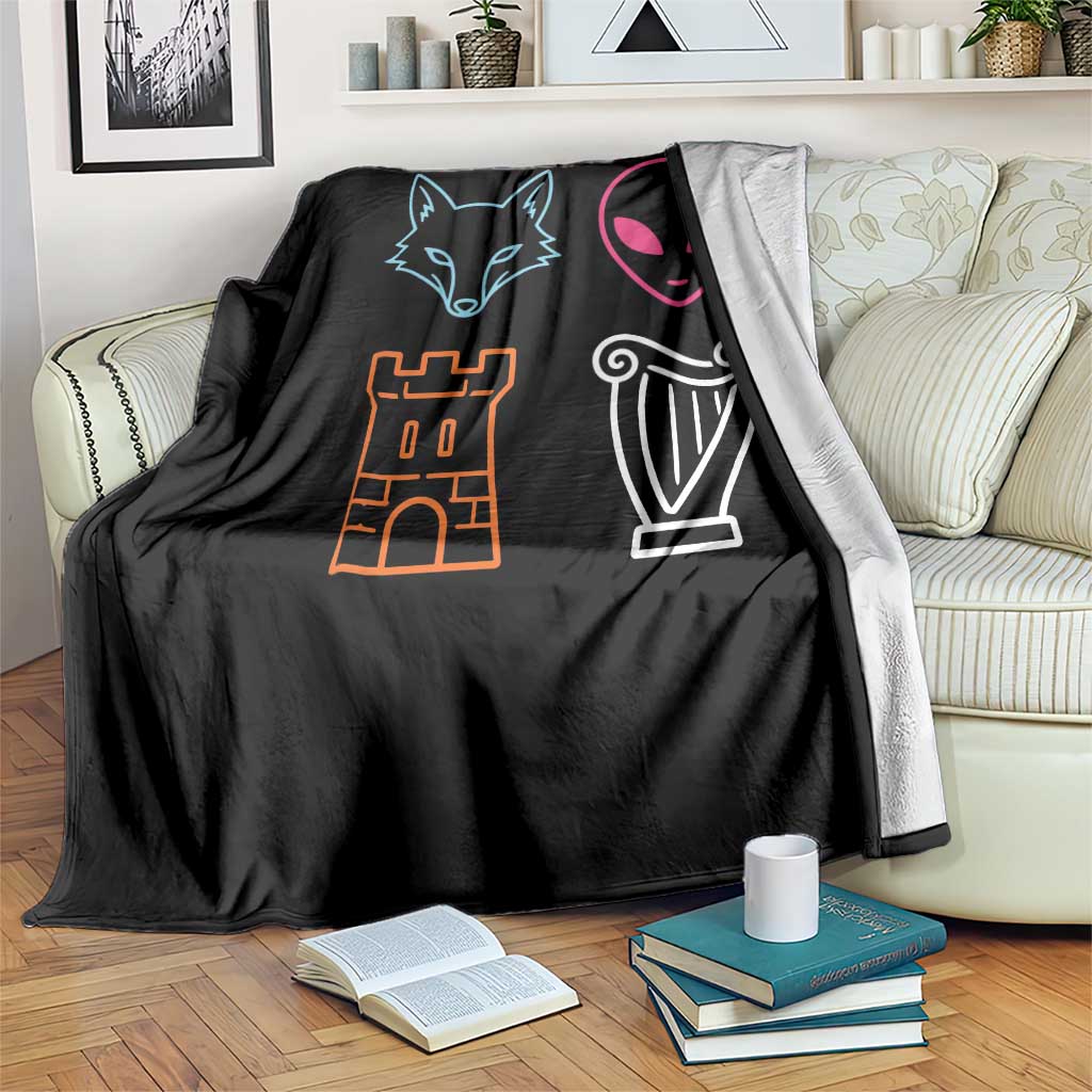 Fox Alien Castle Harp Retro Throw Blanket San Antonio Texas Sports TS11 Print Your Wear