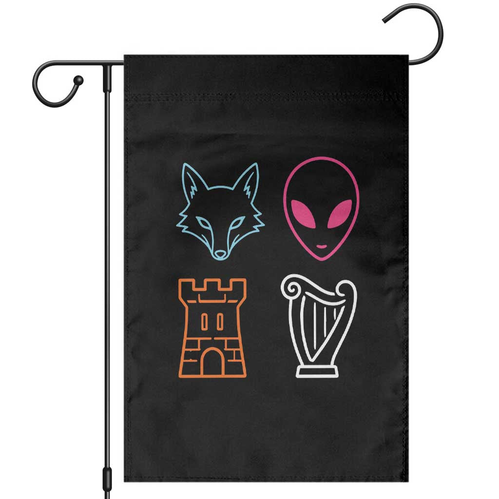 Fox Alien Castle Harp Retro Garden Flag San Antonio Texas Sports TS11 Black Print Your Wear