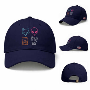Fox Alien Castle Harp Retro Baseball Cap San Antonio Texas Sports TS11 Baseball Cap Universal Fit Dark Blue Print Your Wear