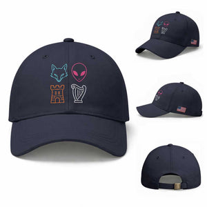 Fox Alien Castle Harp Retro Baseball Cap San Antonio Texas Sports TS11 Baseball Cap Universal Fit Navy Print Your Wear
