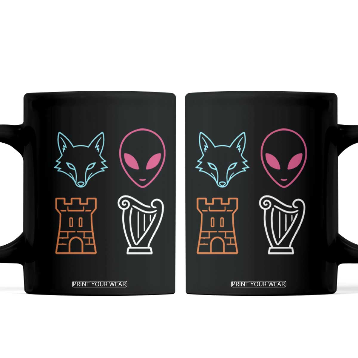 Fox Alien Castle Harp Retro Coffee Mug San Antonio Texas Sports TS11 Black Print Your Wear