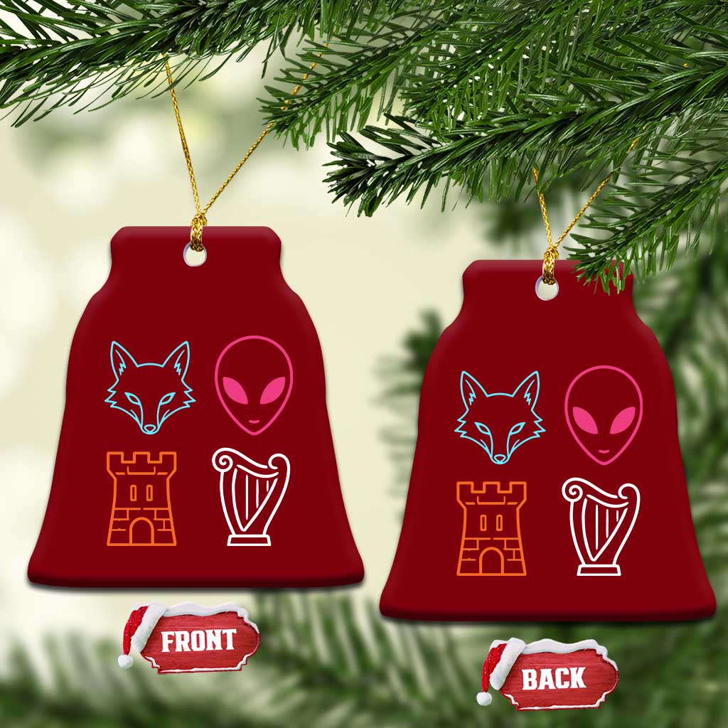 Fox Alien Castle Harp Retro Ceramic Ornament San Antonio Texas Sports TS11 Print Your Wear