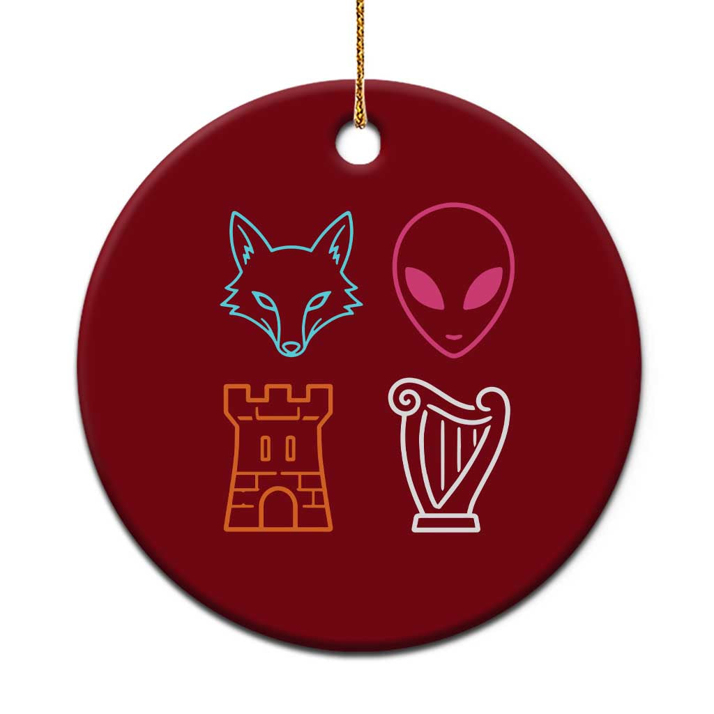 Fox Alien Castle Harp Retro Ceramic Ornament San Antonio Texas Sports TS11 1pc Red Print Your Wear