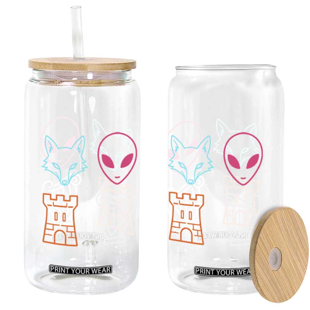 Fox Alien Castle Harp Retro Glass Can San Antonio Texas Sports TS11 Print Your Wear