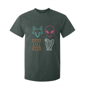 Fox Alien Castle Harp Retro T Shirt For Kid San Antonio Texas Sports TS11 Dark Forest Green Print Your Wear