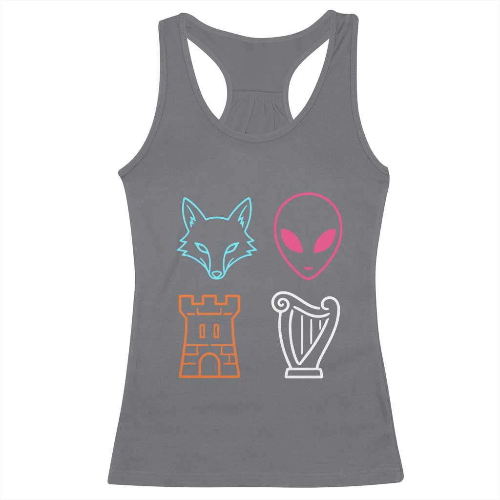 Fox Alien Castle Harp Retro Racerback Tank Top San Antonio Texas Sports TS11 Charcoal Print Your Wear