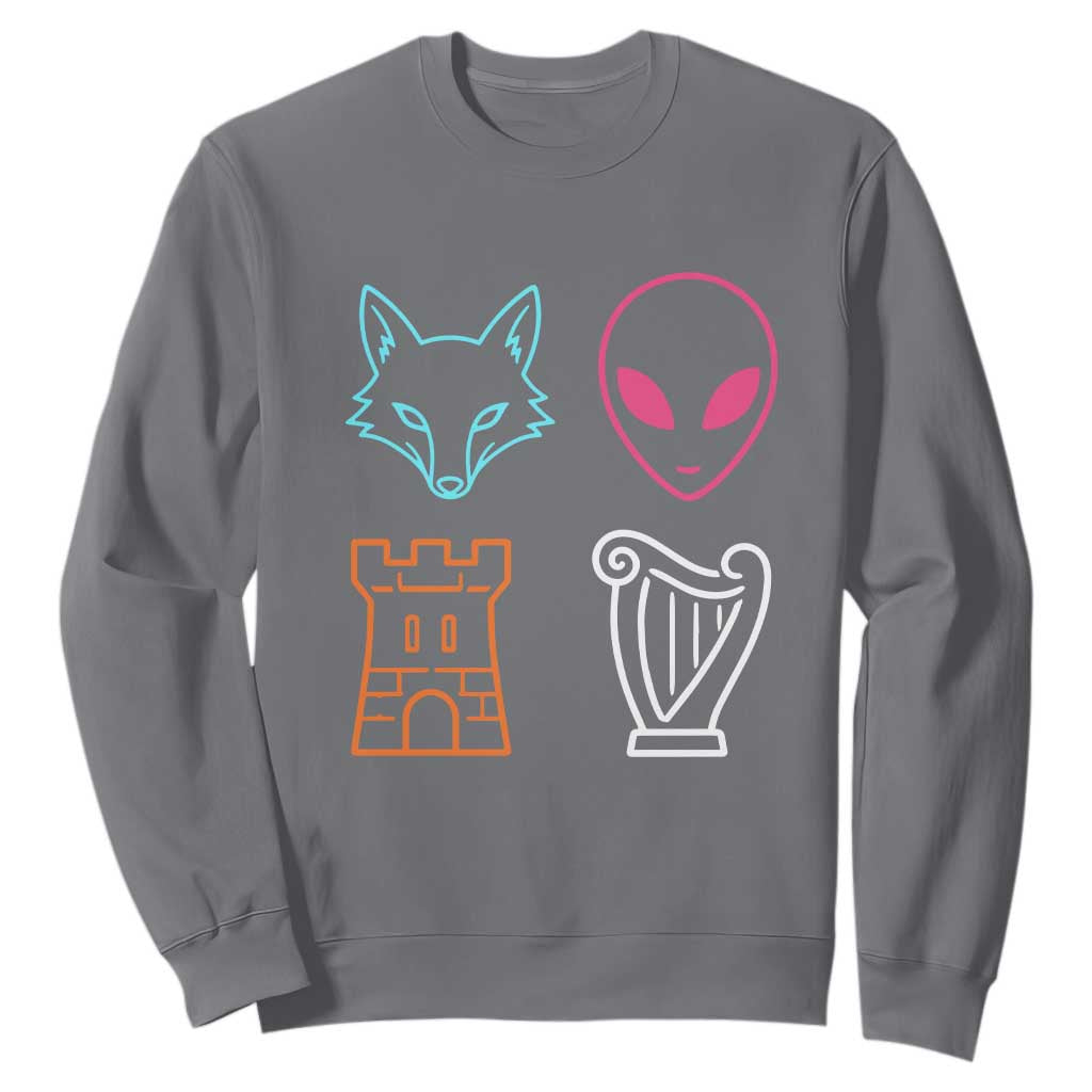 Fox Alien Castle Harp Retro Sweatshirt San Antonio Texas Sports TS11 Charcoal Print Your Wear