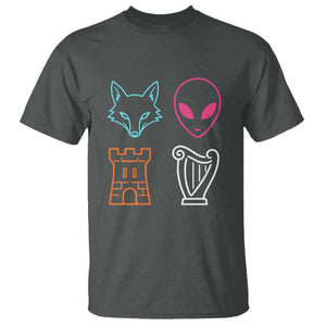 Fox Alien Castle Harp Retro T Shirt San Antonio Texas Sports TS11 Dark Heather Print Your Wear
